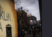 Philadelphia's Franklin Flea sign outside of the historic Strawbridge's building