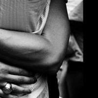 Two people embracing one another