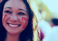 Image of Temple student with her face painted